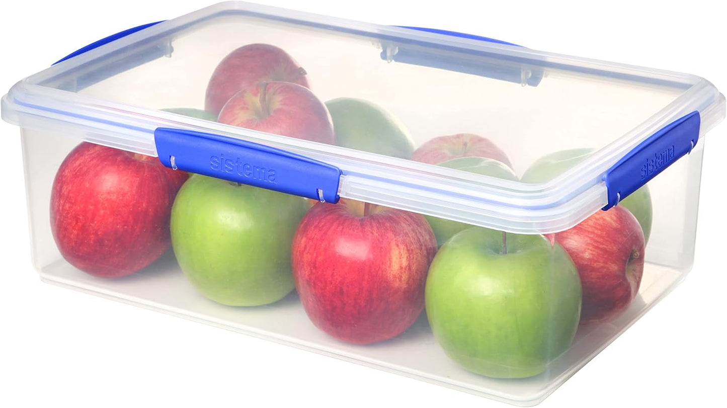KLIP IT Food Storage Container | 7 L | Stackable & Airtight Fridge/Freezer Food Box with Lid | Bpa-Free Plastic | Blue Clips | 1 Count