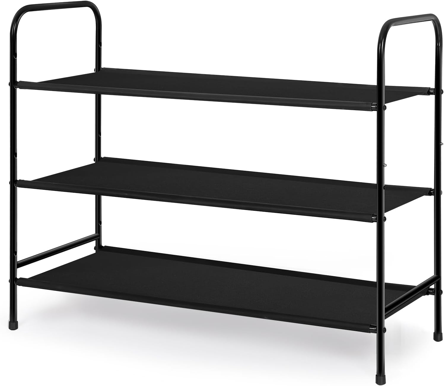 3 Tier Free Standing Shoe Rack, Metal Shoe Storage Shelf for 9-12 Pairs, Easy to Assemble, Entryway, Bedroom, Black