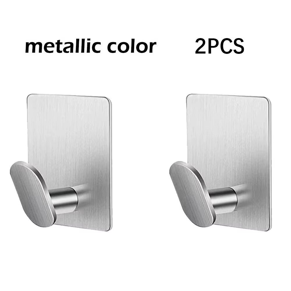 2Pc/4Pc Bathroom Clothes Hooks, Adhesive Wall Hooks, Stainless Steel Towel Racks, Bathroom Kitchen Hardware, Multi-Purpose Hooks