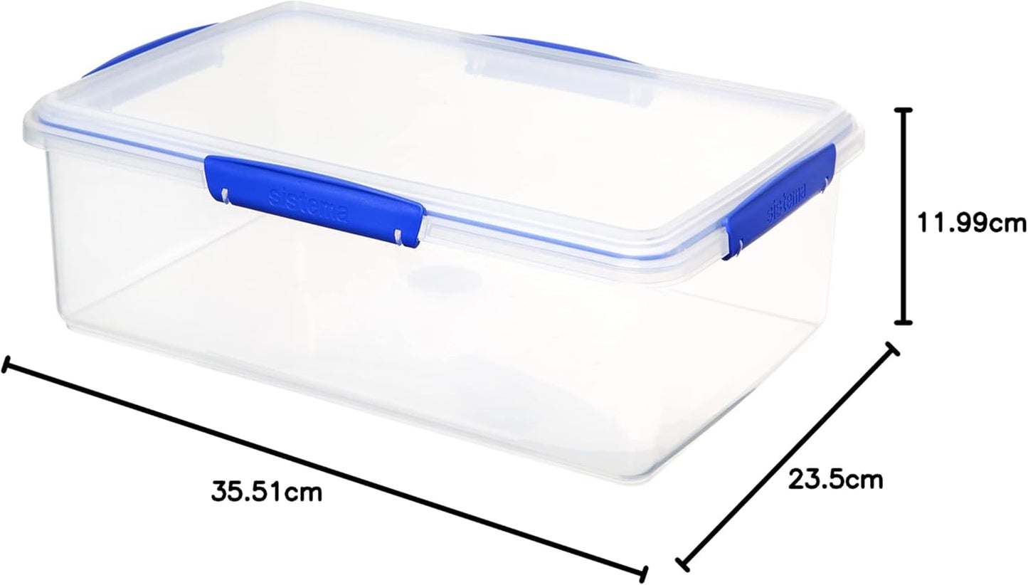 KLIP IT Food Storage Container | 7 L | Stackable & Airtight Fridge/Freezer Food Box with Lid | Bpa-Free Plastic | Blue Clips | 1 Count