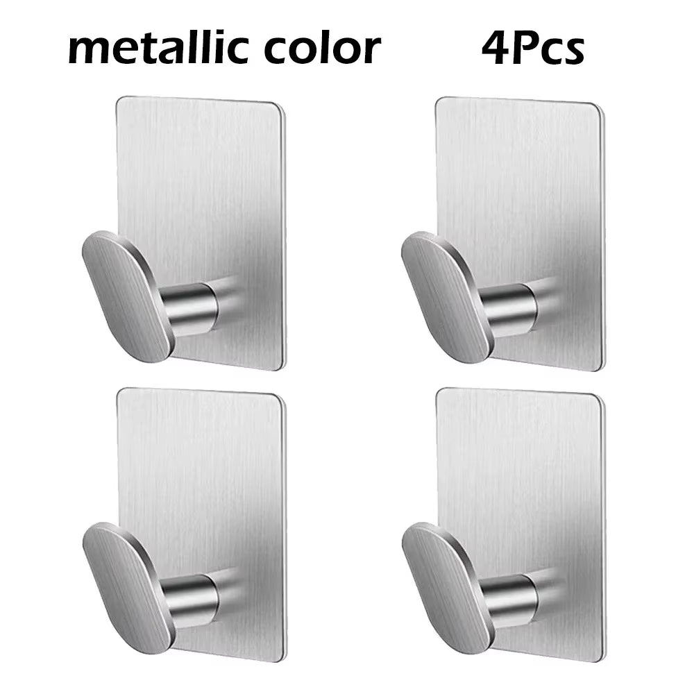 2Pc/4Pc Bathroom Clothes Hooks, Adhesive Wall Hooks, Stainless Steel Towel Racks, Bathroom Kitchen Hardware, Multi-Purpose Hooks