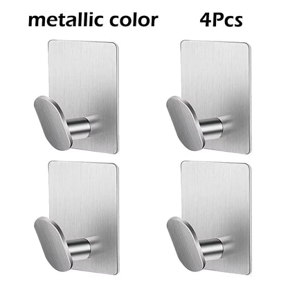 2Pc/4Pc Bathroom Clothes Hooks, Adhesive Wall Hooks, Stainless Steel Towel Racks, Bathroom Kitchen Hardware, Multi-Purpose Hooks